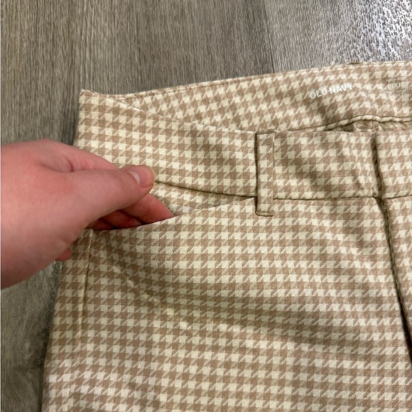 Old Navy Pants Women Size 12 Beige Houndstooth Pixie High Rise Skinny Trousers - Picture 5 of 12